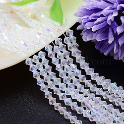 Faceted Imitation Austrian Crystal Bead Strands, Grade AAA, Bicone, Clear AB, 4x4mm, Hole: 0.7~0.9mm, about 200pcs/strand, 28 inch