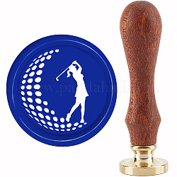 CRASPIRE Golf Wax Seal Stamp Sports Wax Stamp 30mm/1.18inch Removable Brass Head Sealing Stamp with Wooden Handle for Invitation Envelope Cards Gift Scrapbooking