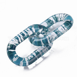 Transparentem Acryl Verknüpfung Ringe, Quick-Link-Anschlüsse, zur Herstellung von Kabelketten, Oval, blaugrün, 27x16.5x4 mm, Innendurchmesser: 7.5x18 mm