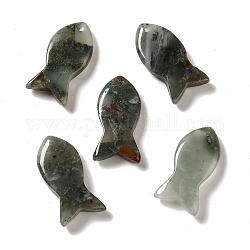 Pendenti in pietra di sangue africana naturale, charms pesce, 39x20x7~7.5mm, Foro: 2.3 mm