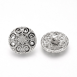 Кнопки сплава тибетский стиль, плоско-круглые, античное серебро, 20.5x7.5 мм, отверстие : 2 мм
