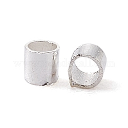 Perline ondulato in Ottone, tubo, colore argento placcato, 1.5x1.5mm, Foro: 1 mm