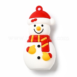 Colgantes grandes de plástico de pvc de navidad, muñeco de nieve, blanco, 56x27.5x23mm, agujero: 2 mm