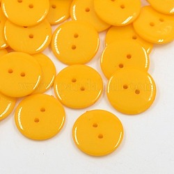 Annähende Acryl knöpfe, Plastikknöpfe für Kostüm-Design, 2-Loch, gefärbt, Flachrund, golden, 17x2 mm, Bohrung: 1 mm