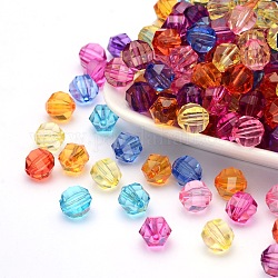 Perles en acrylique transparente, facette, ronde, couleur mixte, 10 mm de diamètre, épaisseur de 10mm, Trou: 2mm, environ 916 pcs/500 g