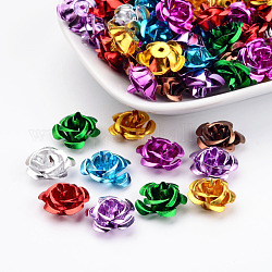 Aluminum Rose Flower, Tiny Metal Beads, Mixed Color, 17x9mm, Hole: 1mm