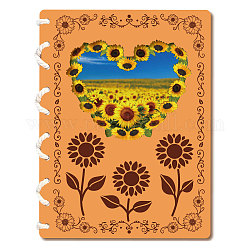 Gedenkkartenbuch aus Holz, Rechteck, Sonnenblume, 180~200x130~150x3 mm