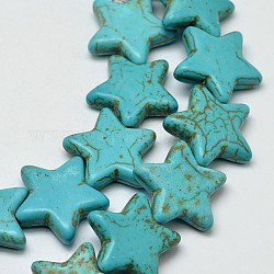 Dyed Synthetic Turquoise Bead Strands, Star, Medium Turquoise, 12x12x5mm, Hole: 1mm, about 42pcs/strand, 15.6 inch