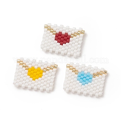 3pcs 3 couleurs perles de rocaille japonaises faites à la main, motif de tissage, enveloppe, couleur mixte, 14x18x2mm, 1 pc / couleur
