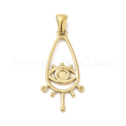 304 Stainless Steel Pendant Cabochon Settings, Rhinestone Settings, Teardrop with Eye, Golden, Tray: 3mm,Fit for 1mm Rhinestone, 31x15x1.5mm, Hole: 6x3.5mm