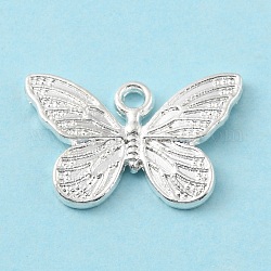 Pendente in lega, farfalla, argento, 10.5x16x1.5mm, Foro: 1.4 mm
