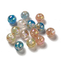 Harz perlen, mit Goldfolie, Runde, Mischfarbe, 14x13.3 mm, Bohrung: 3.3 mm