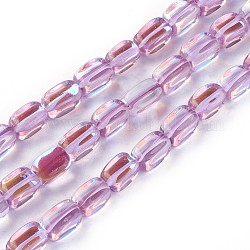 Chapelets de perles en verre, cuboïde, Prune, 13.5~14.5x8.5~9mm, Trou: 1mm, Environ 28 pcs/chapelet, 15 pouce (38.1 cm)