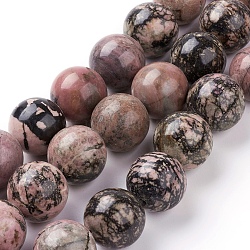Chapelets de perles en rhodonite naturelle, ronde, 10x20mm, Trou: 2.5mm, Environ 20 pcs/chapelet, 15.3 pouce (39 cm)