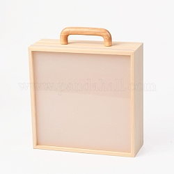 Aufbewahrungsbox aus Holz, mit transparenter Acrylabdeckung und Griff, Viereck, rauchig, 2.25x8.5x26 cm