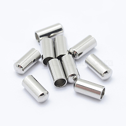 304 Stainless Steel Cord End Caps, Column, Stainless Steel Color, 8x3.5mm, Inner Diameter: 3mm