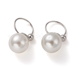 Boucles d'oreilles en laiton, avec de l'acrylique perle des perles d'imitation, ronde, sans cadmium et sans plomb, platine, gris clair, 16mm