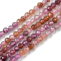 Perles de rubis et de saphir naturels, ronde à facettes, 2mm, Trou: 0.4mm, Environ 197 pcs/chapelet, 15.35 pouce (39 cm)