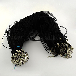 Многожильных ожерелье шнура для изготовления ювелирных изделий, с 4 петлями вощеный шнур, органза ленты, цинкового сплава омаров коготь застежки и металлические цепи, чёрные, 17.3 дюйм