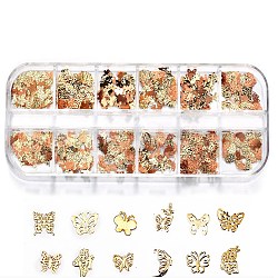 Alloy Cabochons, Alloy Computer Patch, Nail Art Decoration Accessories for Women, Butterfly, Golden, 4~6x2~2.5mm, about 400pcs/box
