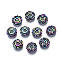 Placage en rack perles en alliage de couleur arc-en-ciel, Sans cadmium & sans nickel & sans plomb, pneu, 8x2mm, Trou: 1.2~2mm