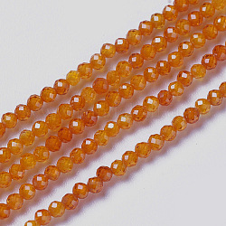 Fili di perline cubic zirconia, sfaccettato, tondo, arancione, 1.5~2x2mm, Foro: 0.2 mm, circa 178~186pcs/filo, 15~15.5 pollice (37.5~38.5 cm)