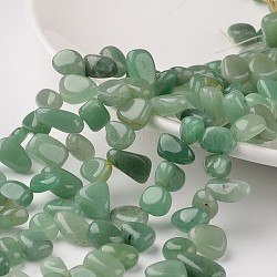 Nuggets hebras de perlas aventurina verde natural, 12~16x8~13x6~8mm, agujero: 1 mm, aproximamente 53 pcs / cadena, 15.3 pulgada