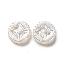 Perles d'imitation perles en plastique ABS, plat rond, blanc, 15.5x5mm, Trou: 1.8mm