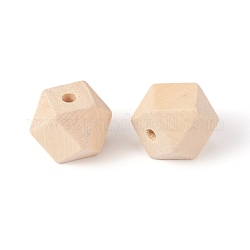 Cuentas de madera natural sin terminar, corte cuadrado cuentas redondas, burlywood, 19.5~20x25.5x25.5mm, agujero: 4.5 mm
