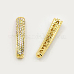 Perline zirconi micro pave  in ottone, cavo, tubo, oro, 33x7x5mm, Foro: 1.5 mm