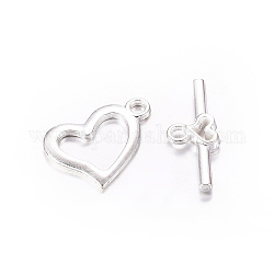 Alloy Toggle Clasps, Cadmium Free & Lead Free, Heart, Silver Color Plated, Heart: 15x19mm, hole: 1.8mm, Bar: 22x9mm, Hole: 1.8mm.
