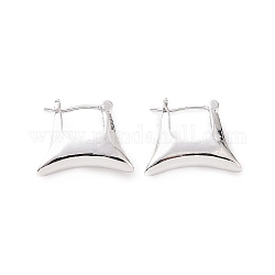 Brass Trapezoid Thick Hoop Earrings for Women, Platinum, 15.5x19x5mm, Pin: 0.7mm