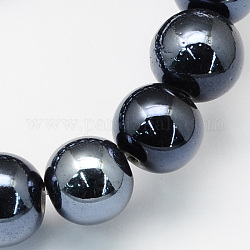 Pearlized handgefertigten Porzellan runde Perlen, Schwarz, 8 mm, Bohrung: 2 mm