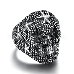 Массивное широкополосное кольцо с черепом и звездой, Gunmetal 316 ювелирные изделия из нержавеющей стали на Хэллоуин для мужчин и женщин, цвет нержавеющей стали, размер США 9 1/4 (19.1 мм)
