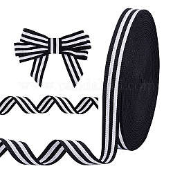 Nastro in poliestere pandahall élite, con motivo a strisce, per accessori per l'abbigliamento, nero, 3/4 pollice (20 mm), 50iarde, circa 45.72 m / set