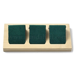 Soportes de exhibición de aretes de madera rectangulares de 3 ranura, con hierro inclinado cubierto con soporte de terciopelo para un solo par de aretes que muestra, gris pizarra oscuro, 15.4x7x3.4 cm, agujero: 1.2 mm