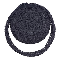 Bordure en dentelle élastique, Ruban de polyester, noir, 40x1.5mm, 10m/rouleau