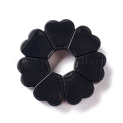 Cajas de plástico, para guardar joyas, 7 compartimentos, flor, negro, 12.2x12.4x2.4 cm