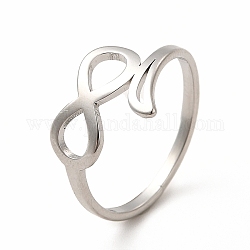 304 anillo de dedo infinito hueco de acero inoxidable para mujer, color acero inoxidable, diámetro interior: 17 mm