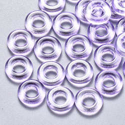 Perles de verre peintes par pulvérisation transparent, avec de la poudre de paillettes, anneau, lilas, 10x3mm, Trou: 4mm