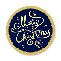 Selbstklebende Aufkleber mit Goldfolienprägung, Medaillendekoration Aufkleber, flache Runde mit Wort Frohe Weihnachten, Weihnachten themed Muster, 5x5 cm