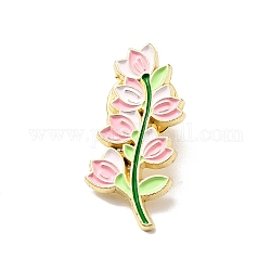 Blume Emaille Pin, Brosche aus leichter Goldlegierung für Rucksackkleidung, rosa, 29.5x14.5x1.8 mm