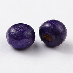Natural Wood Beads, Lead Free, Round, Dyed, Blue Violet, 7~8x6~7mm, Hole: 3mm, about 9000pcs/1000g