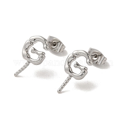 Risultati di orecchini in ottone, lettera g, per mezzo forato perle, platino, 15.5x8mm, pin: 11x0.8mm e 1 mm