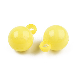 Opaque Acrylic Round Pendants, Yellow, 21x16mm, Hole: 4mm, about 2150pcs/5000g