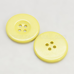 Пуговицы из смолы, окрашенные, плоско-круглые, желтые, 15x2.5 мм
