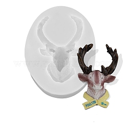 Christmas Finland Reindeer's Head DIY Silicone Molds, Resin Casting Molds, For UV Resin, Epoxy Resin Decoration Making, White, 87x68x31mm, Inner Diameter: 67x43mm