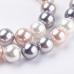 Galvanisieren Sie Muschelperlen-Perlenstränge, Runde, Mischfarbe, 8 mm, Bohrung: 1 mm, ca. 48 Stk. / Strang, 15.6 Zoll (39.5 cm)