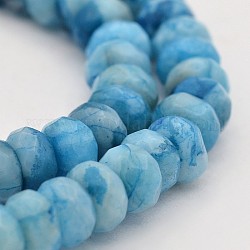 Dyed Gemstone Crazy Agate Bead Strands, Faceted Rondelle, Light Sky Blue, 6x4mm, Hole: 1mm, about 103pcs/strand, 15.7 inch