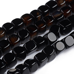 Brins de perles d'onyx noir naturel, teints et chauffée, cube, grade AB, 5x5x5mm, Trou: 0.7mm, Environ 75 pcs/chapelet, 14.76 pouce (37.5 cm)